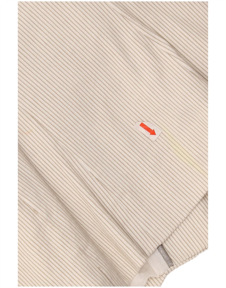 Zara Womens 1 Button Blazer Jacket UK 14 Large Off White Pinstripe Coton