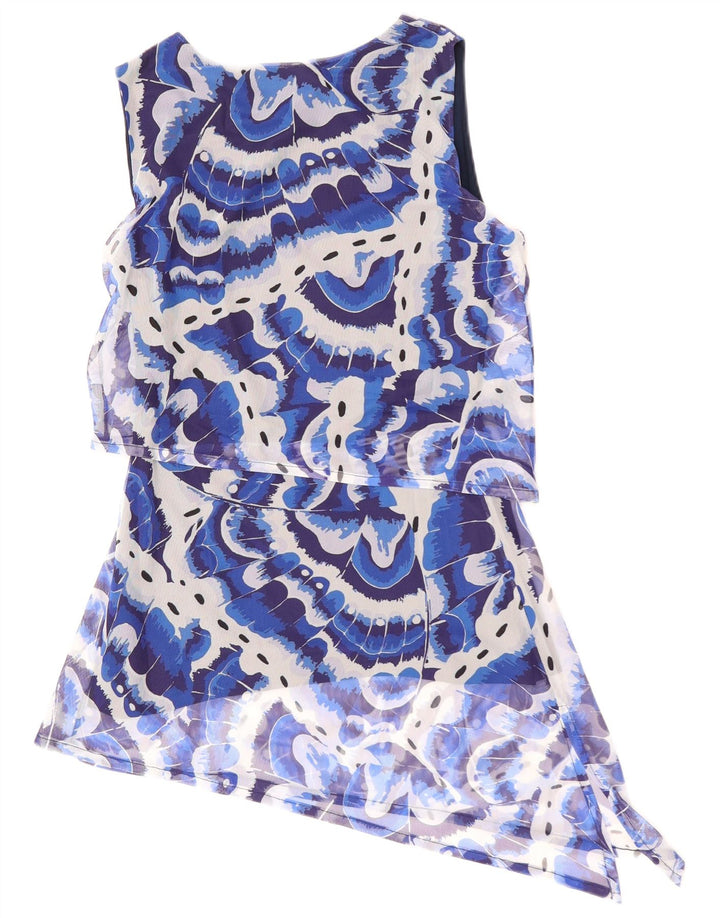 DESIGUAL Robe asymétrique à motif abstrait pour femme UK 10 Small Bleu