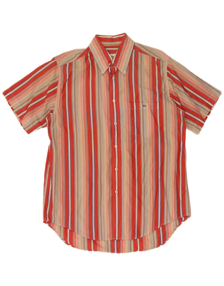 Lacoste Chemise à manches courtes pour homme Taille 40 Coton rayé multicolore moyen
