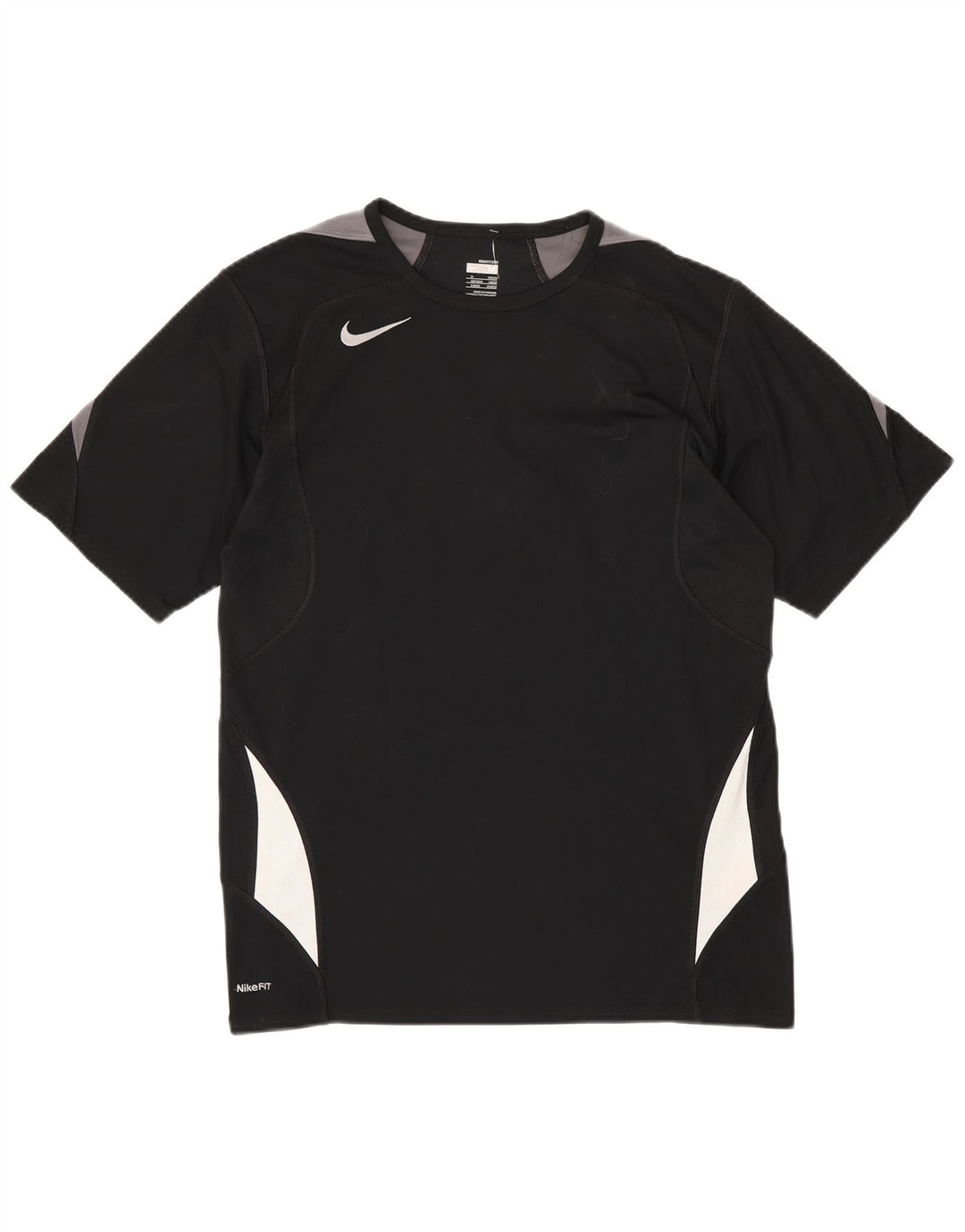 NIKE Hommes Fit Dry T-Shirt Haut UK 39/41 Noir Moyen Polyester Colorblock