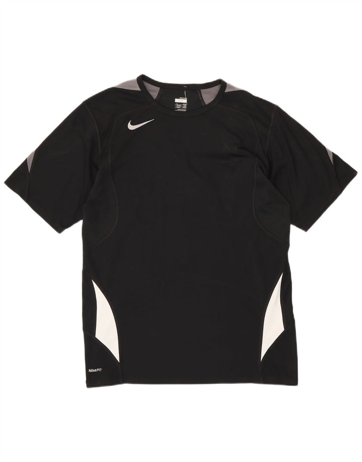NIKE Hommes Fit Dry T-Shirt Haut UK 39/41 Noir Moyen Polyester Colorblock