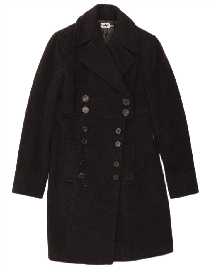 vintage Femme Double Breasted Coat IT 42 Laine Gris Moyen