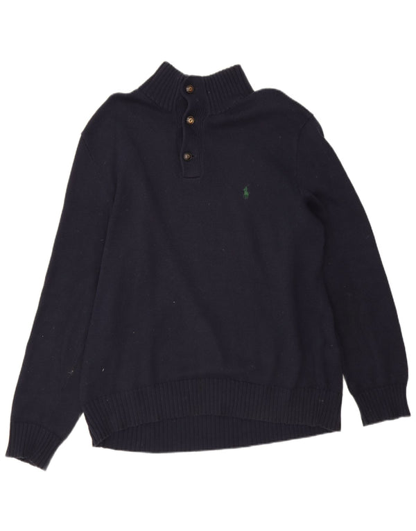Polo Ralph Lauren Pull à col boutonné pour homme en coton bleu marine Large
