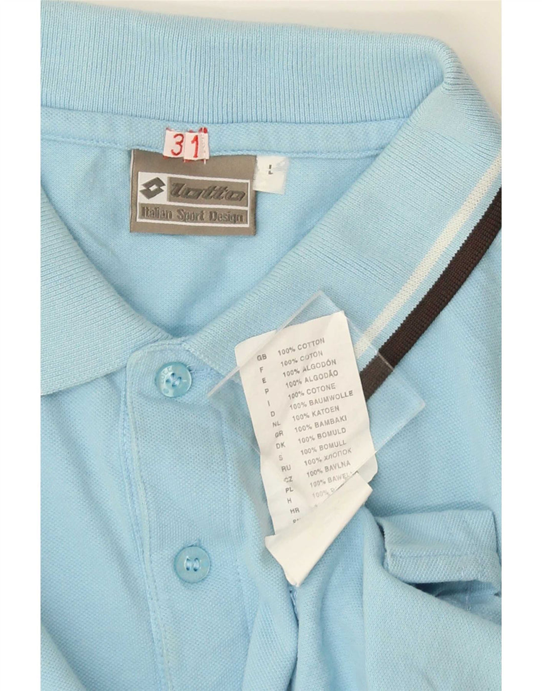 Lotto Polo Homme Large Bleu Rayé Coton