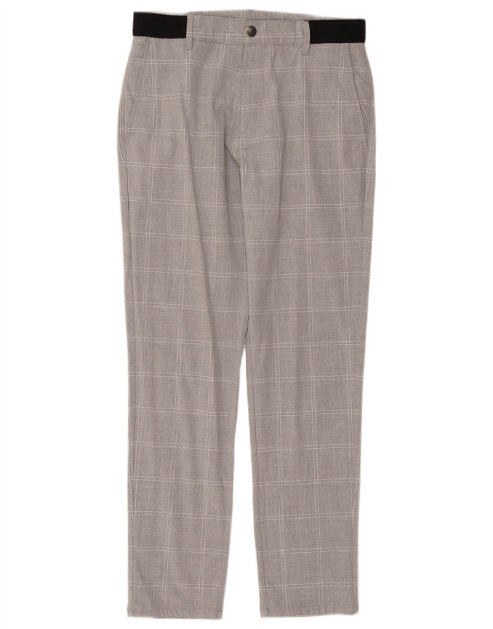 ZARA Mens Slim Chino Trousers Small W30 L29 Grey Check Polyester
