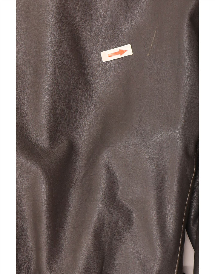 veste en cuir femme vintage UK 16 Grand Gris