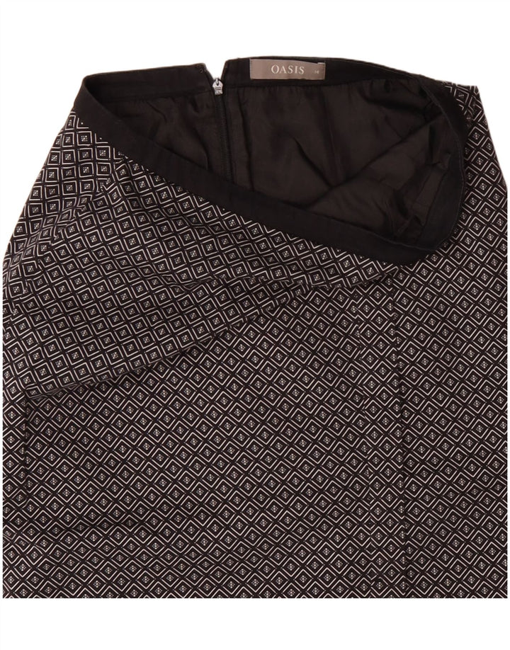 Oasis Jupe mi-longue pour femme UK 10 Small W29 Noir Géométrique