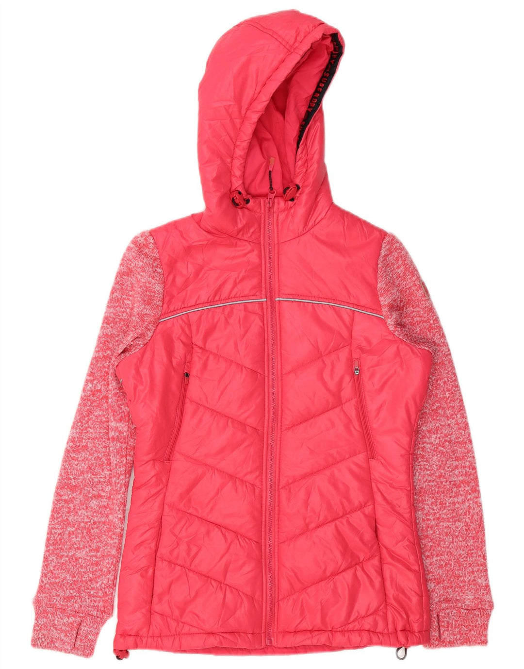 Superdry Veste matelassée à capuche pour femme UK 8 Small Rose Moucheté Polyester