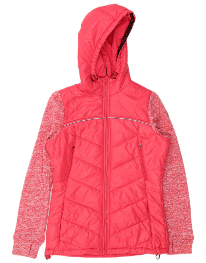 Superdry Veste matelassée à capuche pour femme UK 8 Small Rose Moucheté Polyester