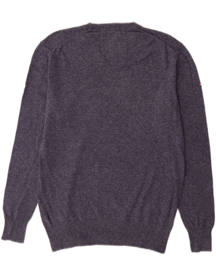 Superdry Pull à col rond en coton bleu marine moyen