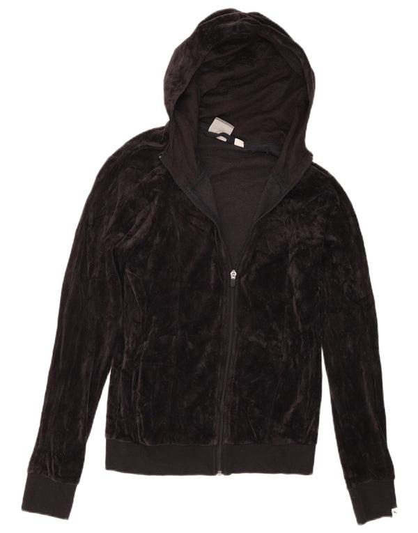Puma Pull à capuche zippé en velours pour femme UK 10 Petit coton noir