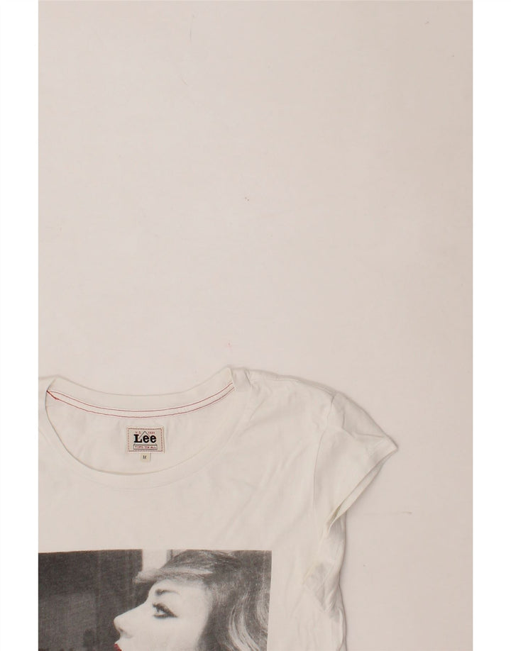 LEE Womens Graphic T-Shirt Top UK 12 Medium White Vintage Lee and Second-Hand Lee from Messina Hembry 