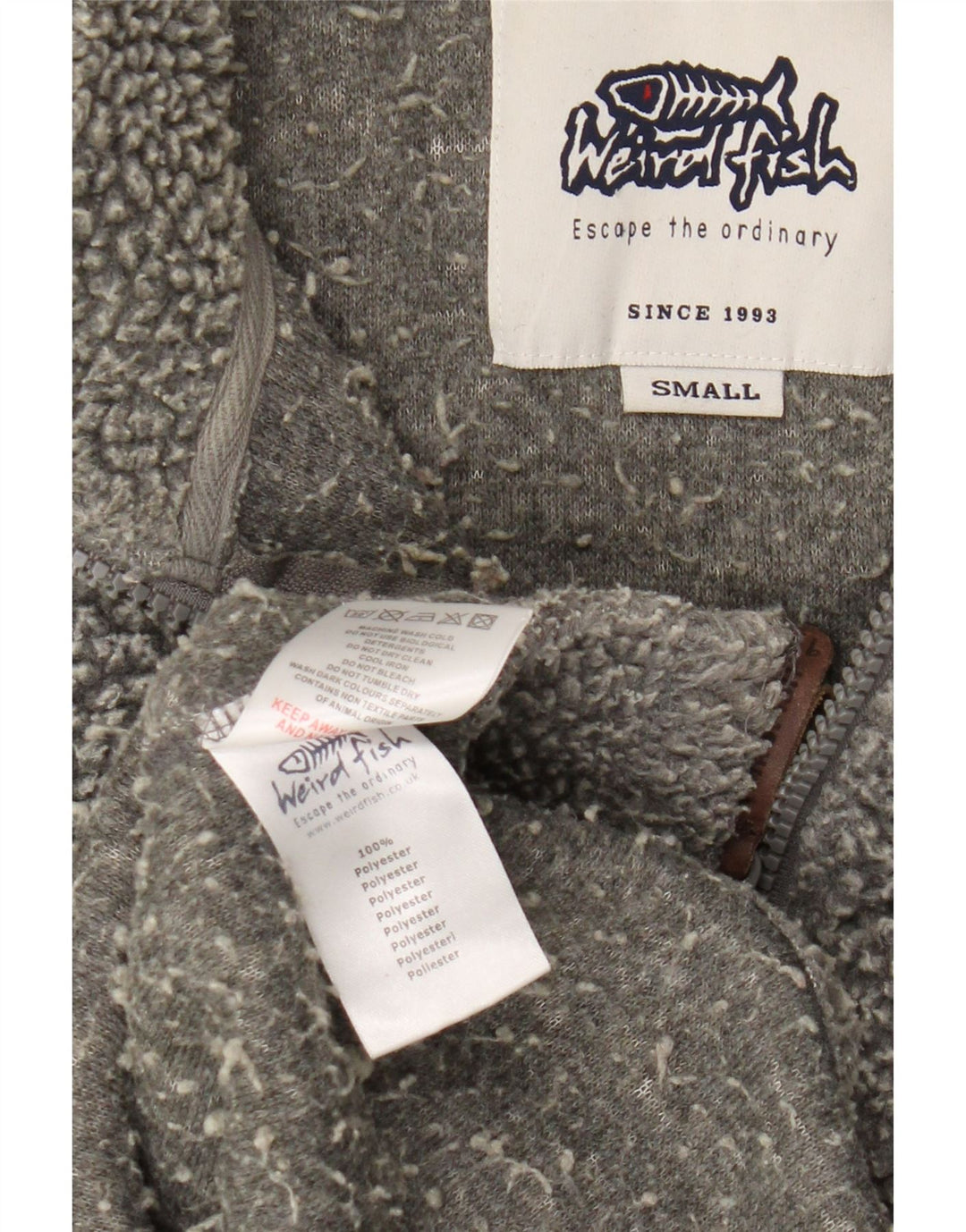 Weird Fish Pull polaire à col zippé pour homme Petit gris Polyester