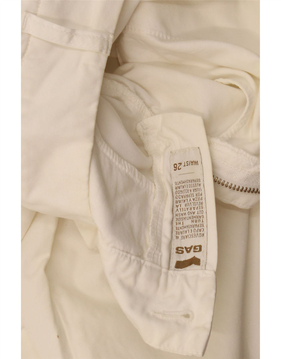 Gas Pantalon Chino Droit Femme W26 L30 Blanc Cassé