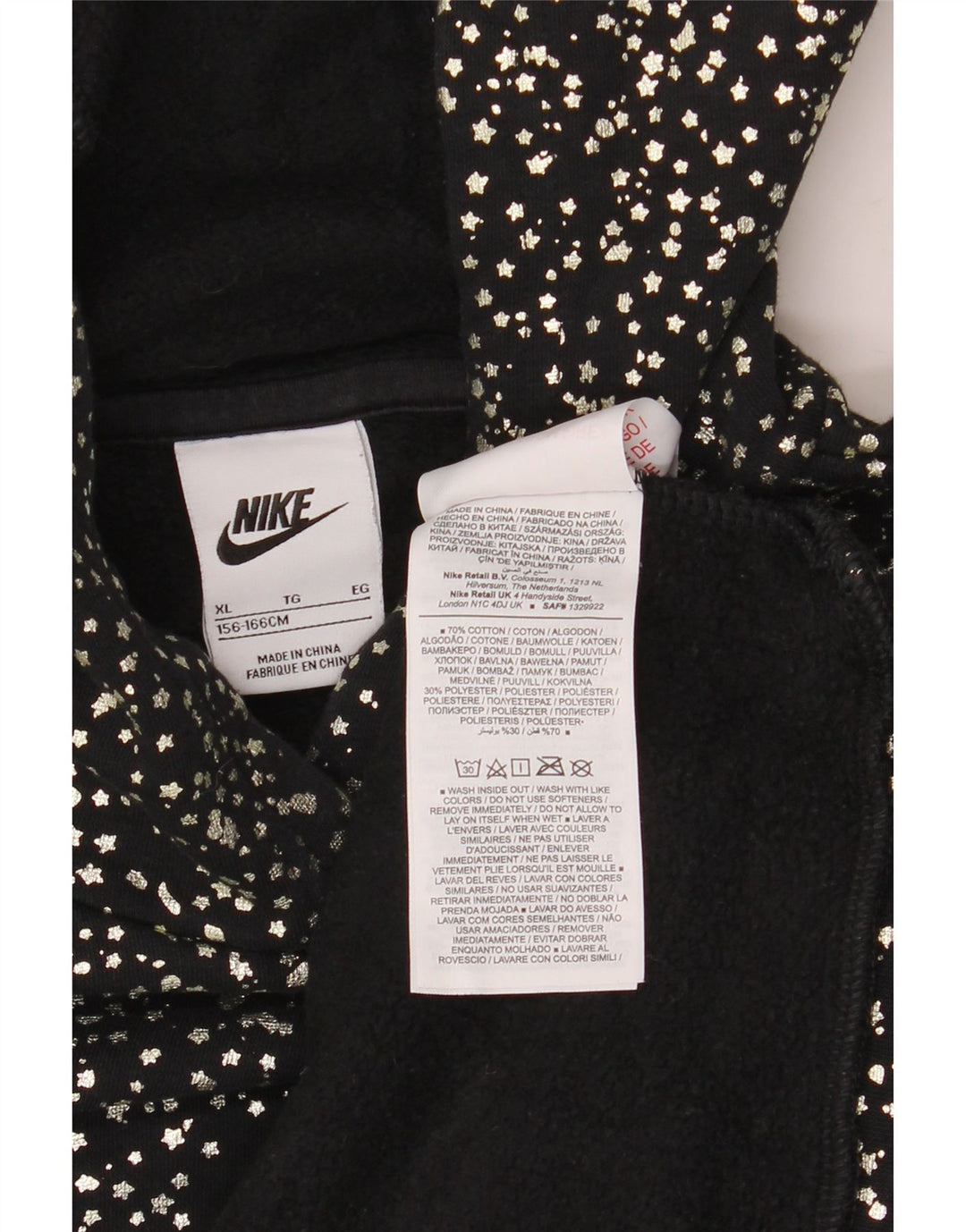 NIKE Pull à capuche fille 13-14 ans XL Coton à pois noir