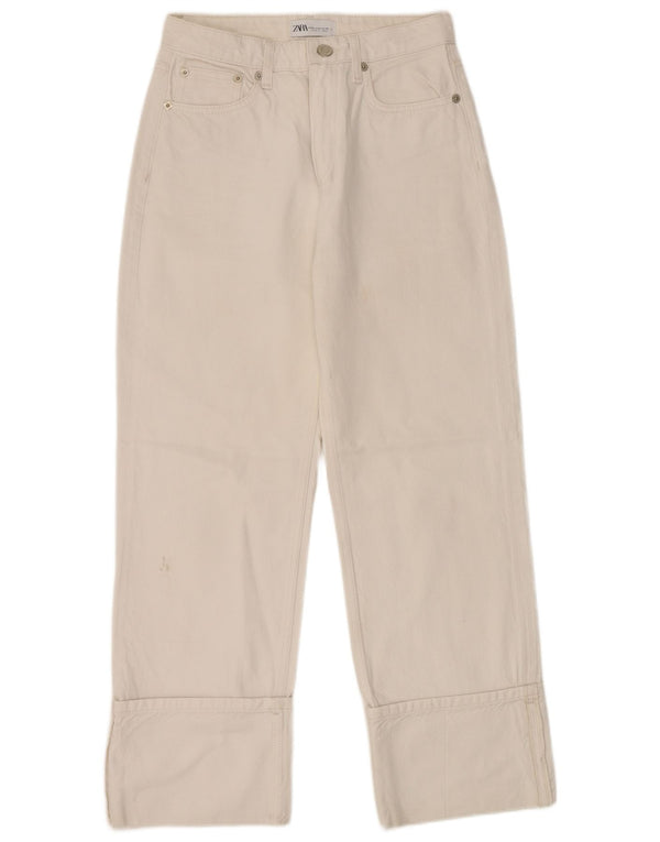 Zara Femme Jean Droit EU 36 XS W26 L27 Blanc