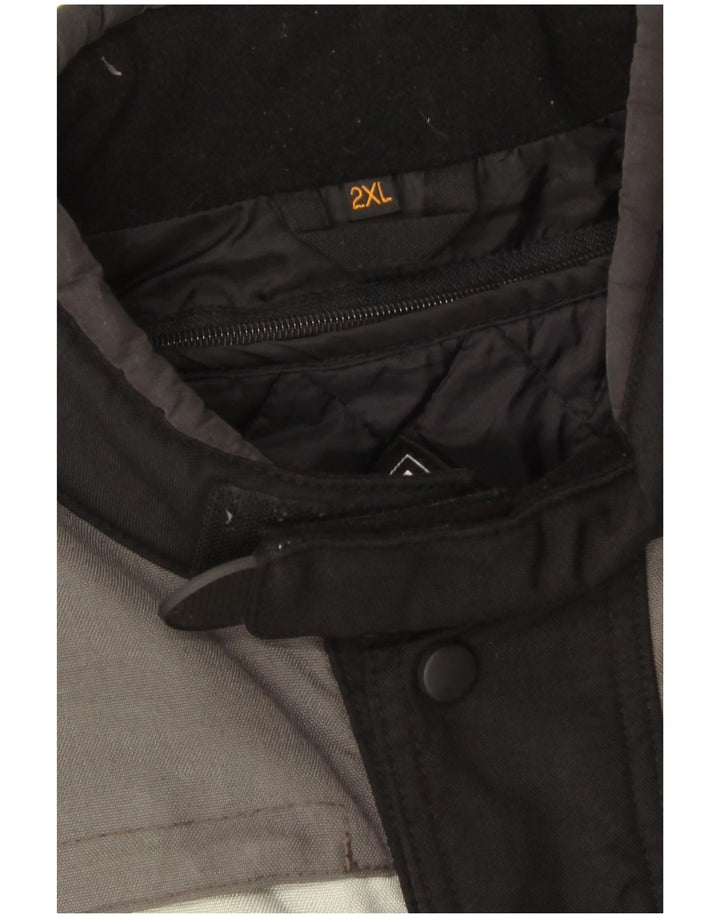 vintage Mens Racer Jacket UK 44 2XL Noir Colourblock Polyamide