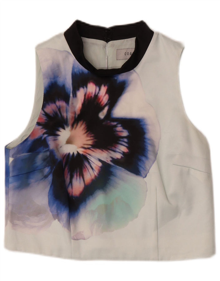 Coast Chemisier court sans manches pour femme UK 42 en polyester floral vert moyen
