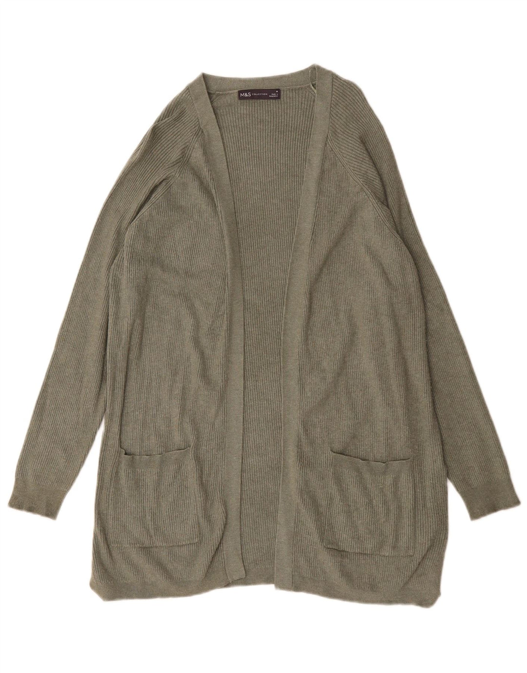 Marks & Spencer Pull Cardigan Ouvert pour Femme UK 14 Viscose Vert Moyen