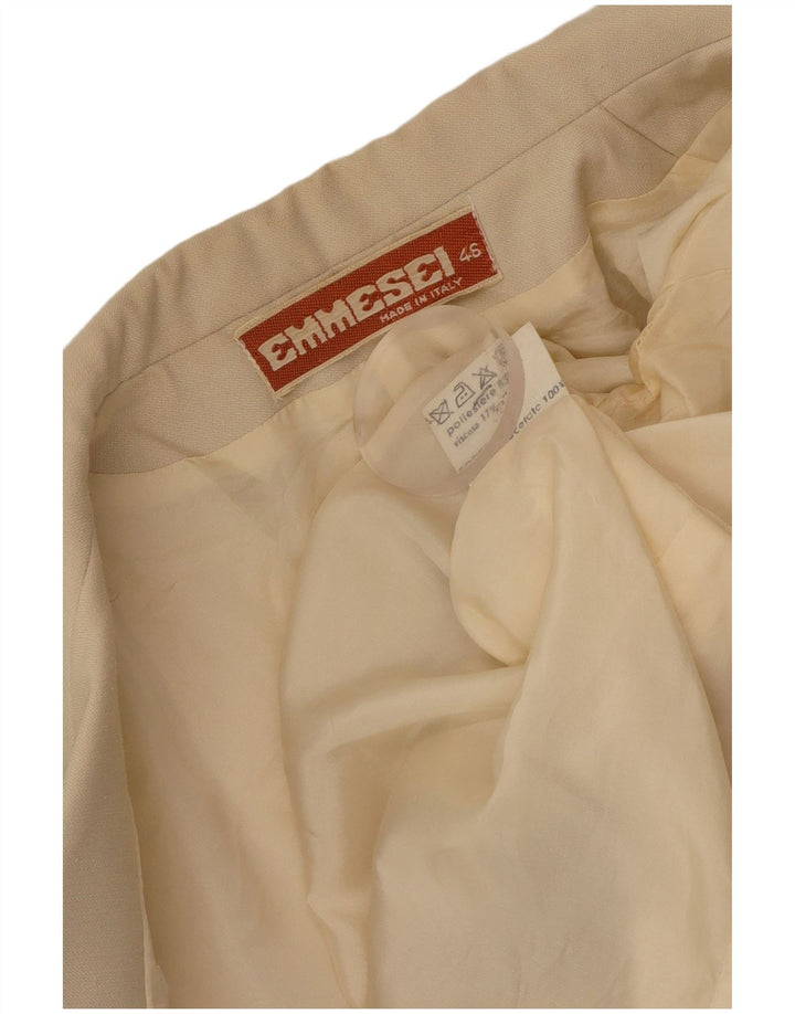 Veste Blazer Double Boutonnage Femme Vintage IT 46 Grand Polyester Beige