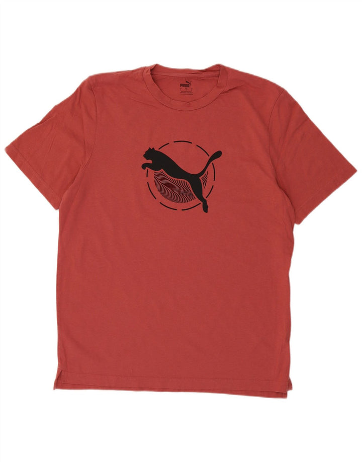 Puma Homme Graphic T-Shirt Top Large Rouge Coton