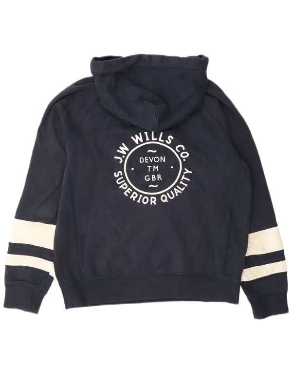 Jack Wills Pull à capuche graphique pour femme UK 12 Bleu marine moyen Colourblock