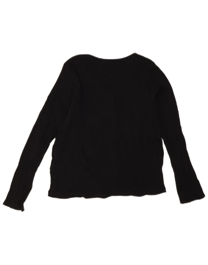Zara Womens Crop Top Manches Longues UK 12 Moyen Noir