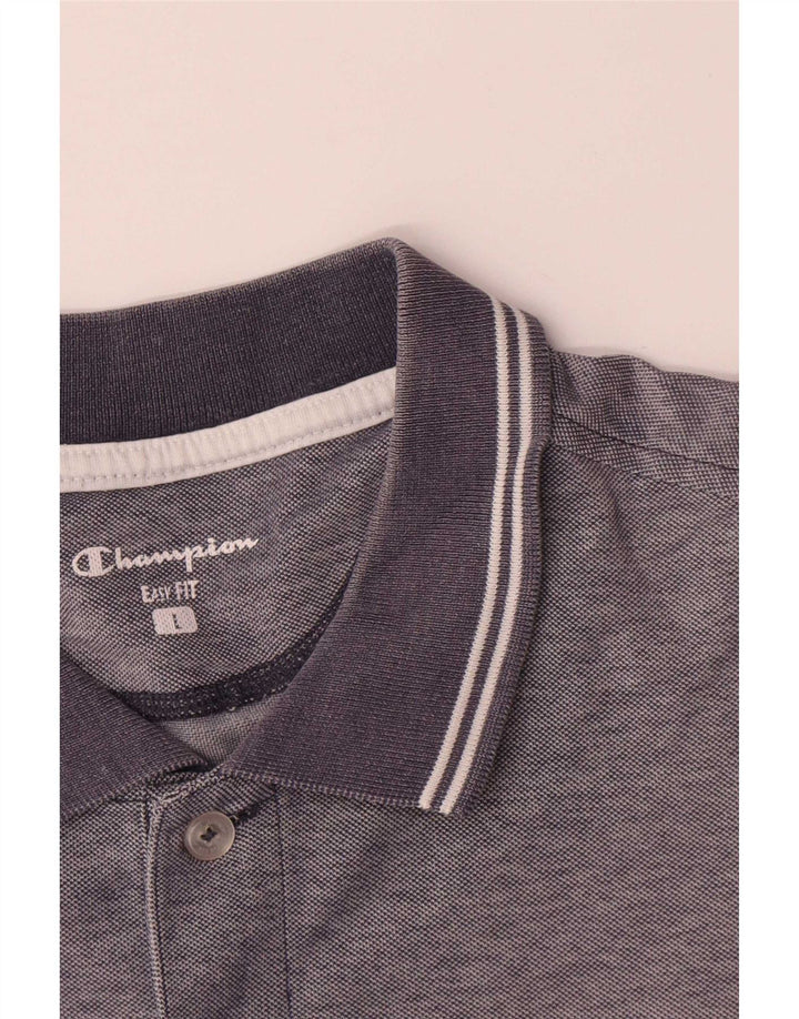 Champion Polo coupe facile pour homme, grand gris rayé en polyester