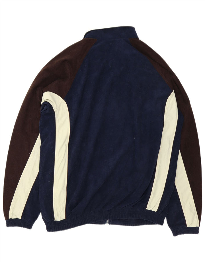 Asics Veste de survêtement en velours pour hommes, grand, bleu marine, colour block