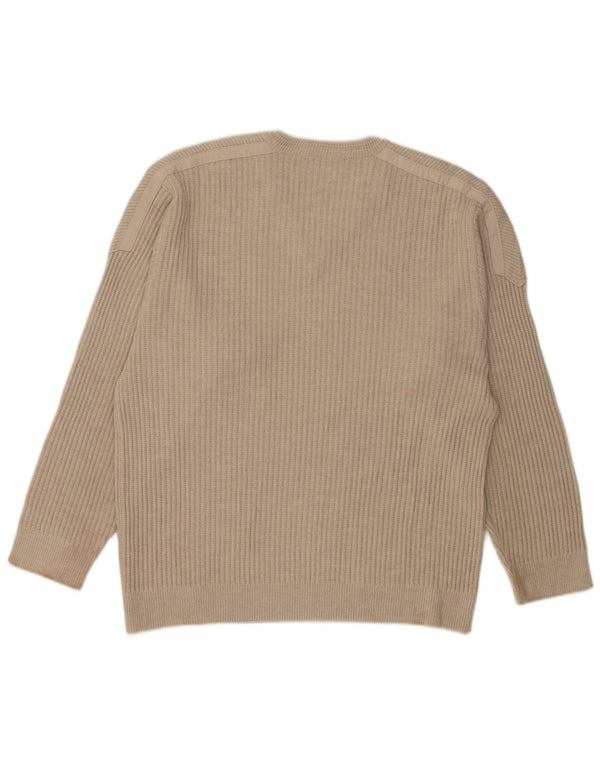 Green Coast Pull col V pour homme IT 52 en laine mérinos Gris Large