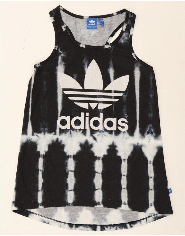 Adidas Débardeur graphique pour femme UK 6 XS Noir Tie Dye Polyester