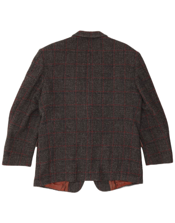 Scirocco Veste blazer à 2 boutons Harris Tweed pour homme UK 40 Grand carreaux gris
