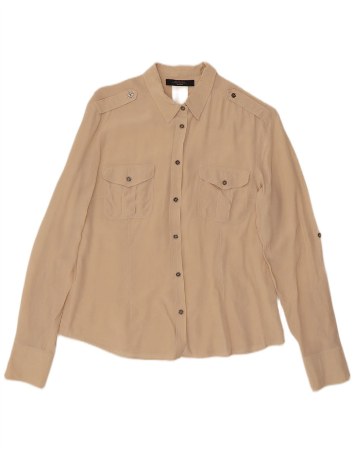Max Mara Chemise militaire à manches longues pour femme Grande soie beige