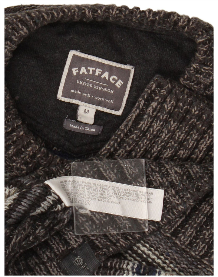 Fat Face Pull Col Ras du Cou Homme Gris Moyen Rayé Coton