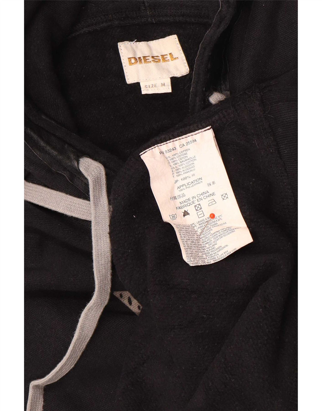 Diesel Pull à Capuche Graphique Homme Noir Moyen Coton