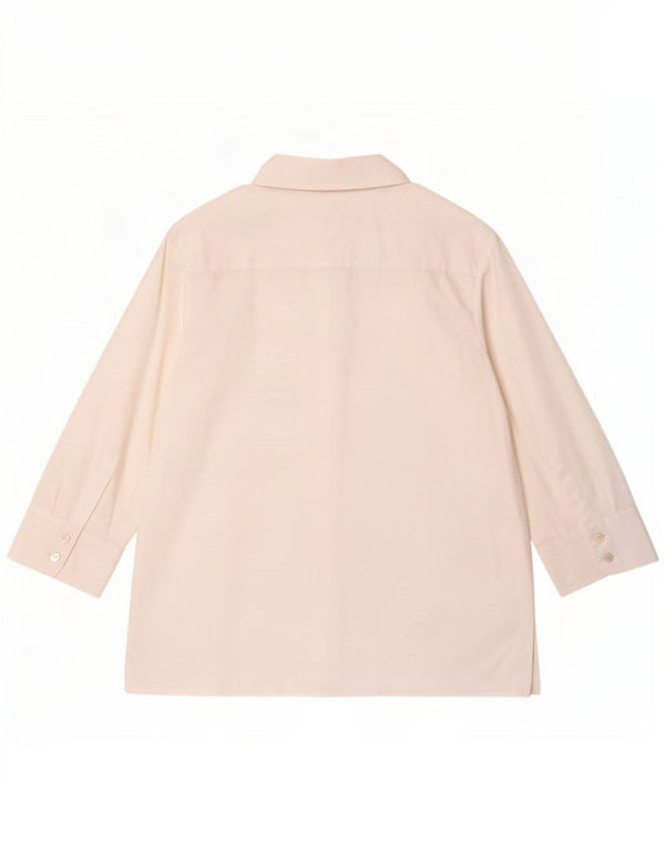 Zara Chemise à manches 3/4 pour femme UK 10 Small White Cotton