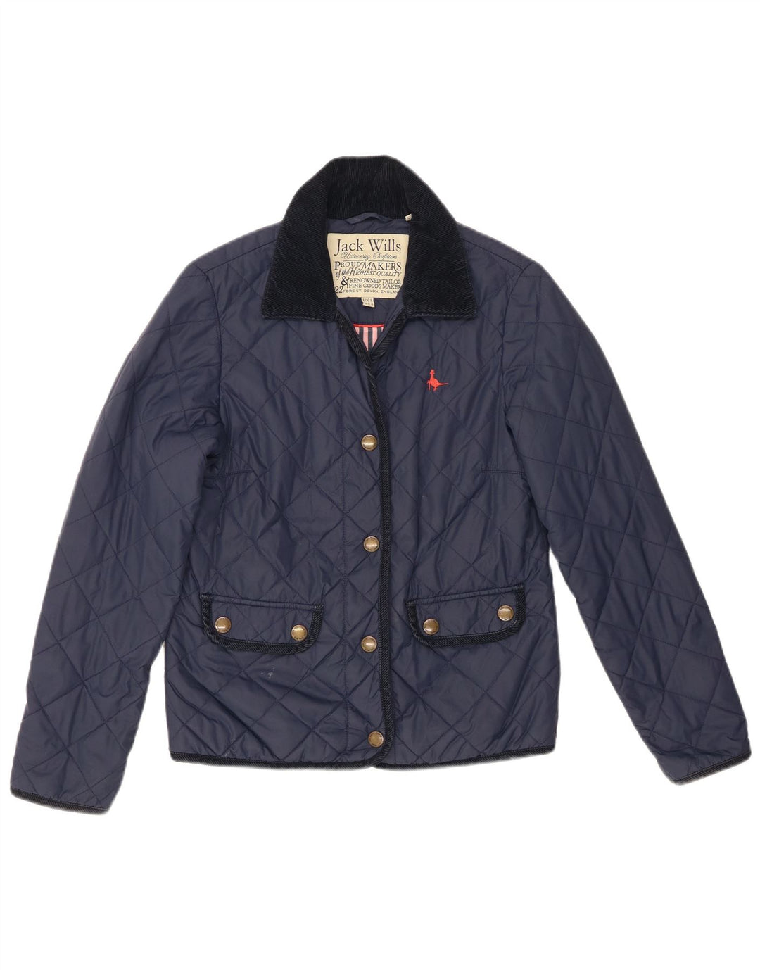 Jack Wills Veste matelassée pour femme UK 8 Petit nylon bleu marine
