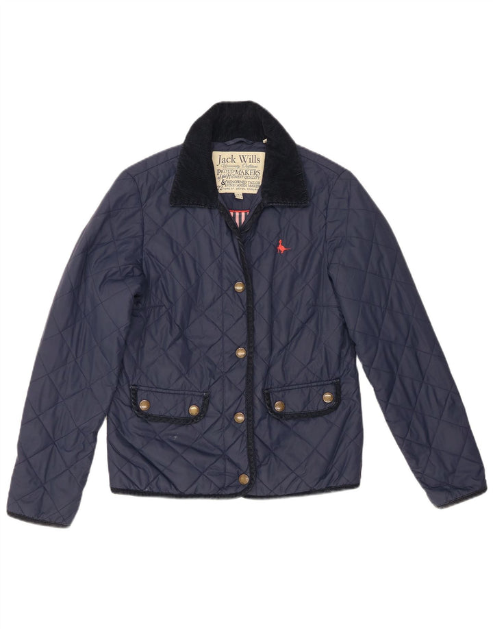 Jack Wills Veste matelassée pour femme UK 8 Petit nylon bleu marine