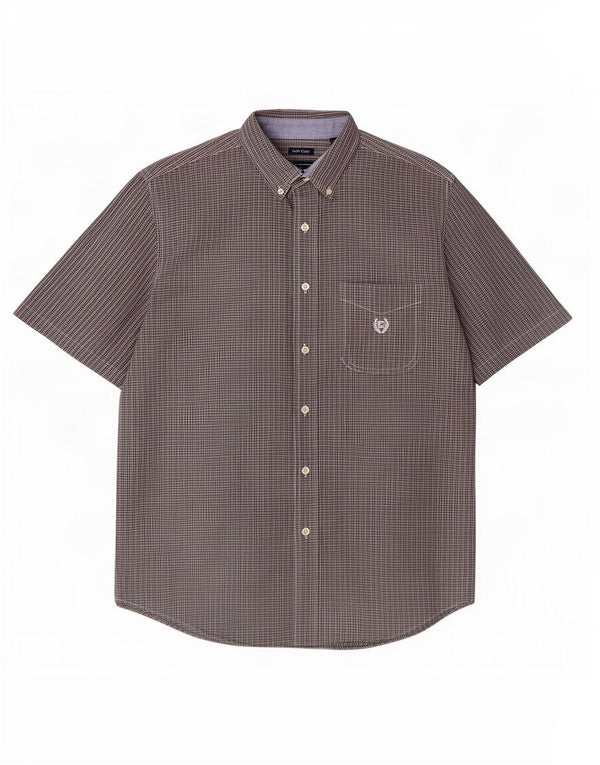 Chaps Chemise à manches courtes pour hommes, facile d'entretien, grand, gris, coton