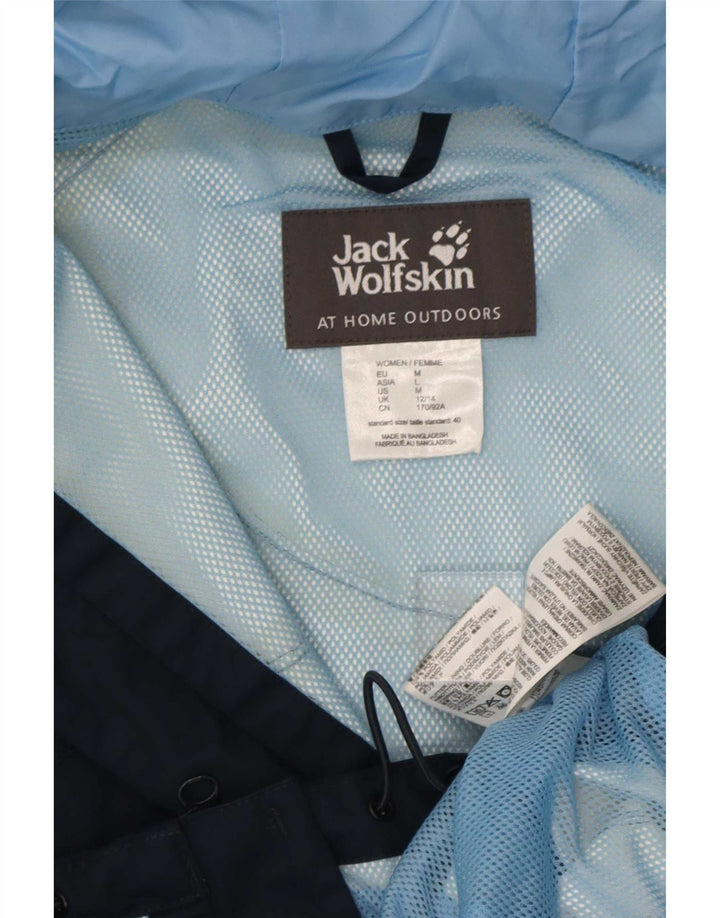 Jack Wolfskin Veste de pluie à capuche pour femme UK 12/14 Bleu marine moyen Polyamide