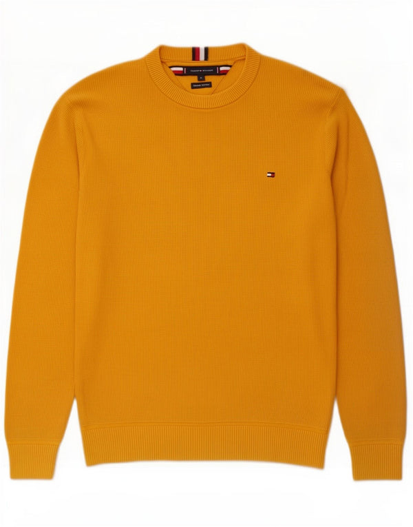 Tommy Hilfiger Pull Col Ras du Cou Homme Jaune Moyen Coton