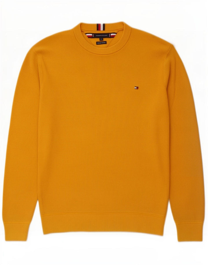 Tommy Hilfiger Pull Col Ras du Cou Homme Jaune Moyen Coton