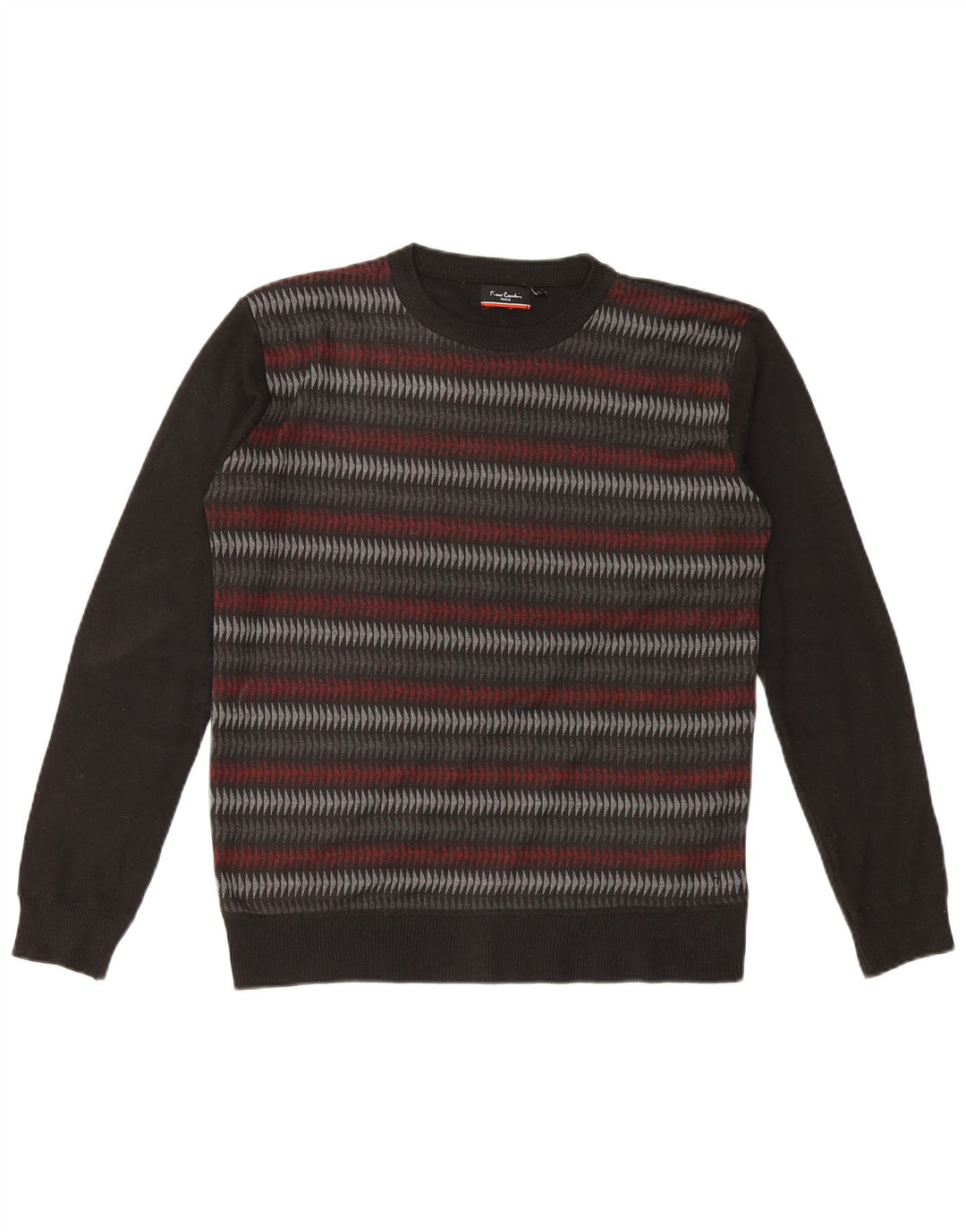 Pierre Cardin Pull à col rond pour homme en polyester géométrique noir