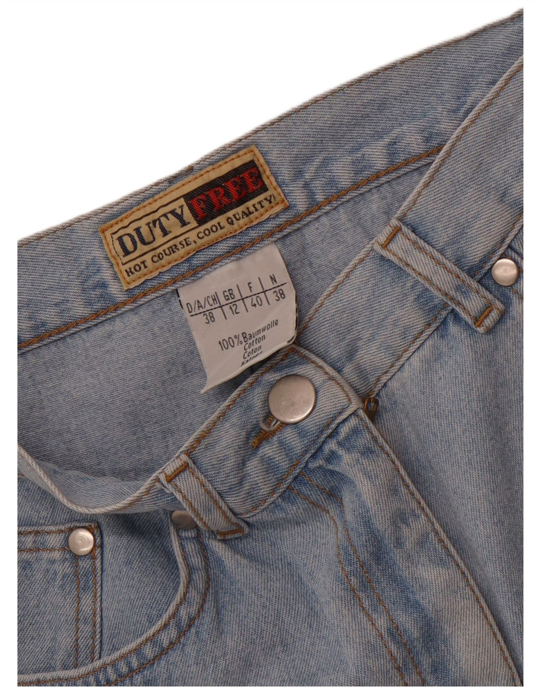 Duty Free Mini jupe en jean pour femme UK 12 Medium W26 Bleu Coton