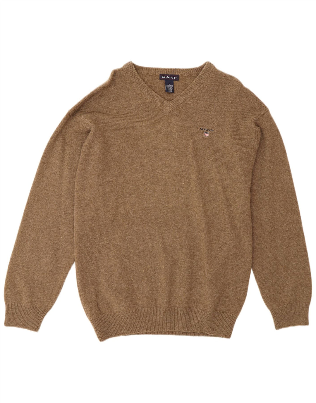 Gant Pull col V Homme Marron Moyen Moucheté Laine d'Agneau