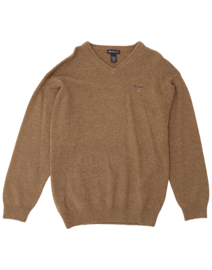 Gant Pull col V Homme Marron Moyen Moucheté Laine d'Agneau