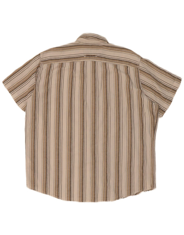 Camel Active Chemise à manches courtes pour homme Coupe moderne XL Coton rayé beige