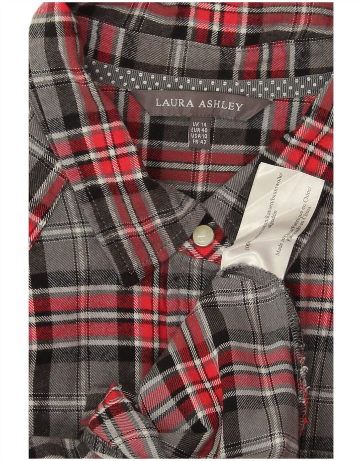 Laura Ashley Chemise en flanelle pour femme UK 14 Grand coton à carreaux gris
