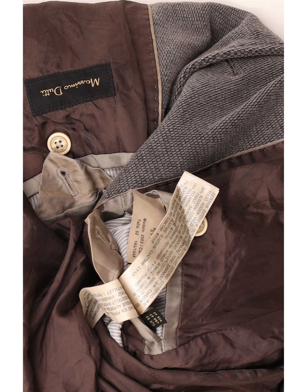 Massimo Dutti Veste Blazer 2 Boutons Homme EU 52 Grand Coton Gris