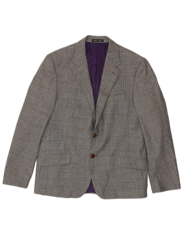 Paul Smith Veste blazer à 2 boutons pour homme UK 40 Grande laine à fines rayures grises